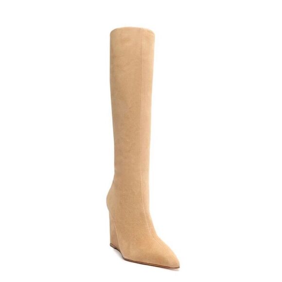 Schutz Asya Up Suede Wedge Boot in True Beige Size 8.5 - Picture 3 of 12